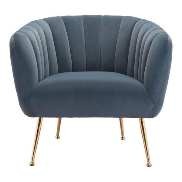 HomeRoots Gray Club Chair Set of 1 with Tufted Cushions