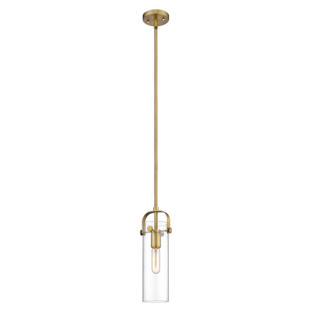 Pilaster 3.5-Watt 1-Light Brushed Brass Shaded Integrated LED Mini Pendant Light with Clear Glass Shade price history on PriceWatchPro