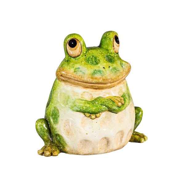 HI-LINE GIFT LTD Thinking Frog Garden Statue 75627-B - The Home Depot