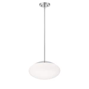 Gaze 60-Watt 1-Light Chrome Finish Dining/Kitchen Island 14 in. Pendant w/ Frost White Glass Shade No Bulbs Included