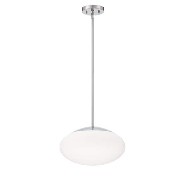 CRAFTMADE Gaze 60-Watt 1-Light Chrome Finish Dining/Kitchen Island 14 in. Pendant w/ Frost White Glass Shade No Bulbs Included