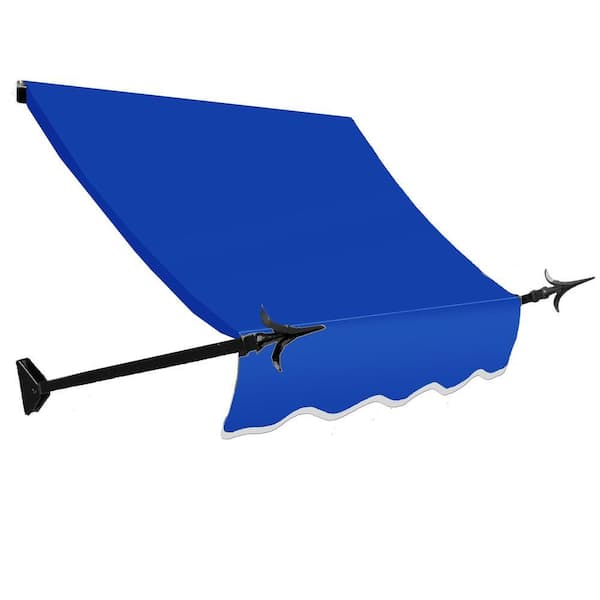 AWNTECH 5.38 ft. New Orleans Fixed Awning 64.5 in. W x 24 in. H x 16 in. D Acrylic Fabric in Bright Blue