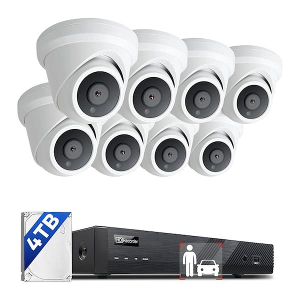 16 Channel 4TB PoE Security Camera System NVR 8MP 134° Outdoor Wired IP Cameras 12MP Support 24/7 Recording