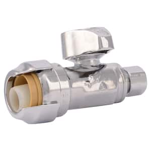 1/2 in. Push-to-Connect x 1/4 in. O.D. Compression Chrome-Plated Brass Quarter-Turn Straight Stop Valve