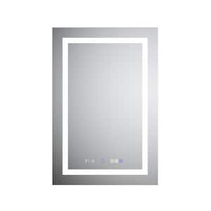 Moray 24 in. W x 36 in. H Rectangular Aluminum Surface Mount Medicine Cabinet with Mirror and LED Light in Gray