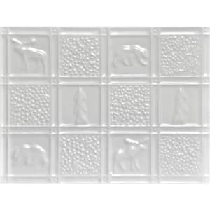 Take Home Sample - Gwen's Cabin White 12 in. x 12 in. Decorative Tin Style Steel Nail Up Wall Tile Backsplash