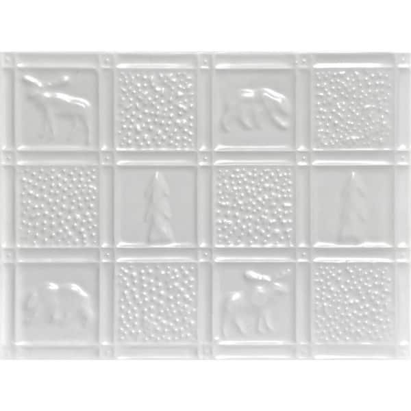 FROM PLAIN TO BEAUTIFUL IN HOURS Take Home Sample - Gwen's Cabin White 12 in. x 12 in. Decorative Tin Style Steel Nail Up Wall Tile Backsplash