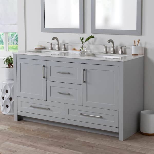 Craye 60 in. W x 22 in. D x 34 in. H Bath Vanity Cabinet without Top in Pearl Gray