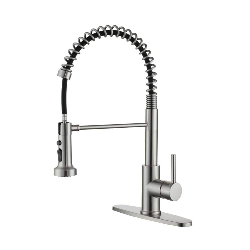 Brushed Nickel Single Handle Pull Down Kitchen Faucet with Spray