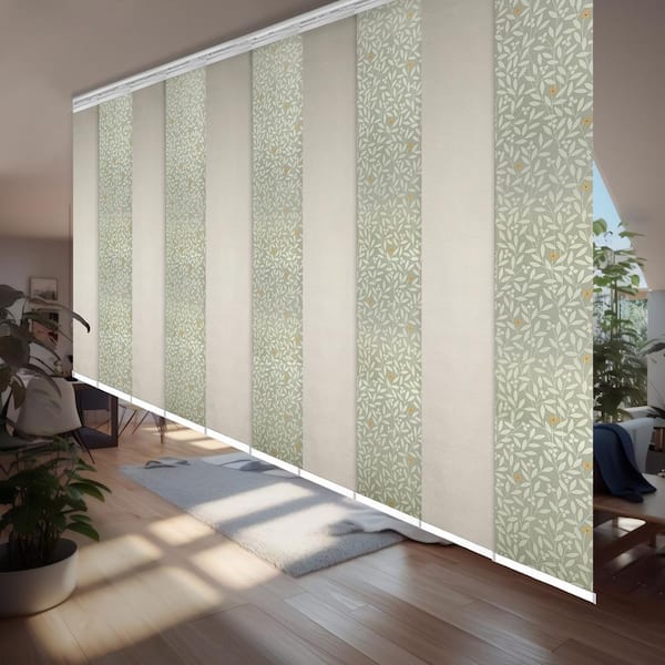 EMOH Pearlescent Petunia 120 in.- 218 in. W x 94 in. L Adjustable 10-Panel White Double Rail Panel Track with 23.5 in. Slates