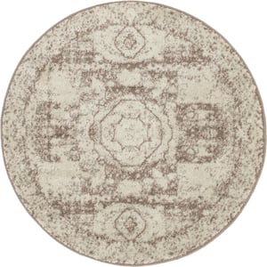 Bromley Wells Light Brown 3 ft. Round Area Rug