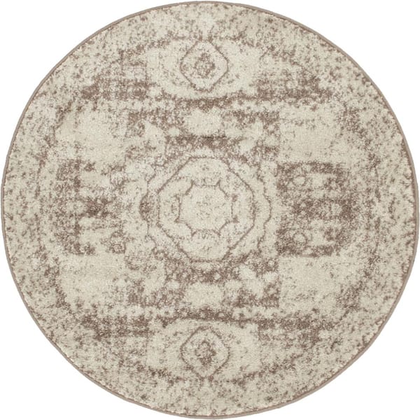 Unique Loom Bromley Wells Light Brown 3 ft. Round Area Rug