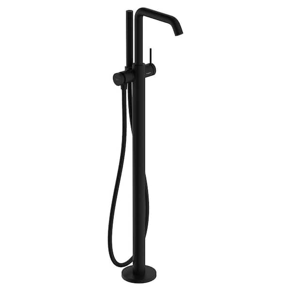 Hansgrohe Tecturis S 1-Handle Freestanding Tub Faucet in Matte Black Valve Not Included