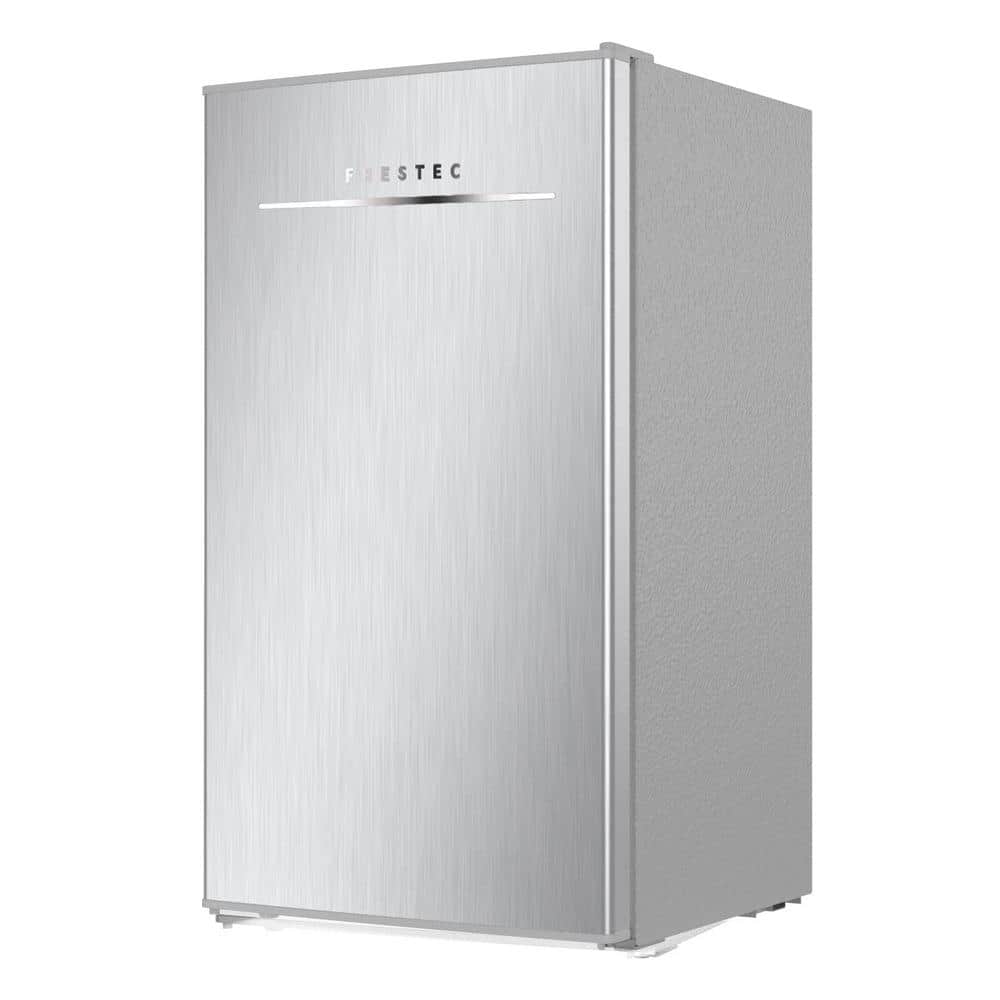 JEREMY CASS 16.73 in. 3.1 cu.ft. Mini Refrigerator in Silver with Compact Freezer, Adjustable Temperature Stainless Steel