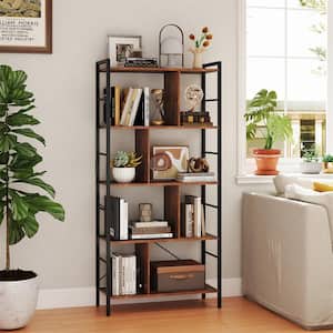 Regency 67 in. Mocha Walnut Wood 6-shelf Standard Bookcase