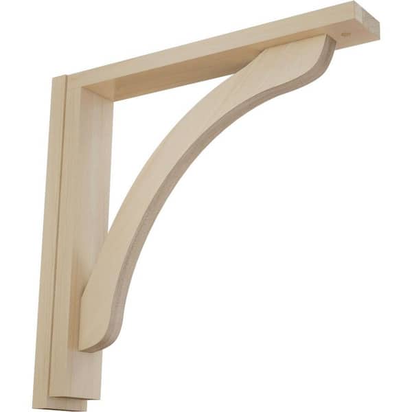Ekena Millwork 2-1/2 in. x 14-3/4 in. x 14-1/4 in. Rubberwood Reece Shelf Bracket