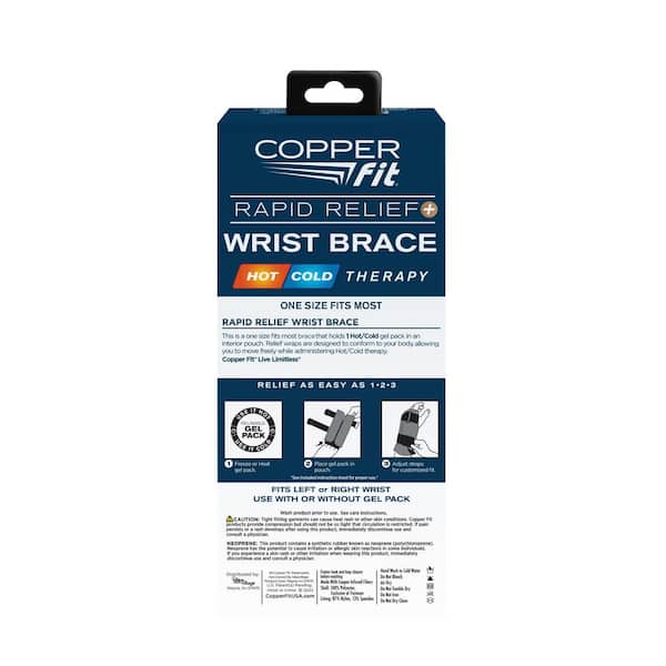COPPER FIT Rapid Relief One Size Fits Most Wrist Brace in Black CFRRWRT1S3  - The Home Depot