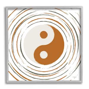Yin Yang Taijitu Symbol Spiritual Circular Stripes Design By Martina Pavlova Framed Religious Art Print 24 in. x 24 in.