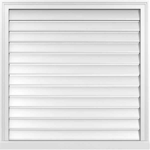 Ekena Millwork 36" x 36" Vertical Surface Mount PVC Gable Vent: Functional with Brickmould Sill Frame