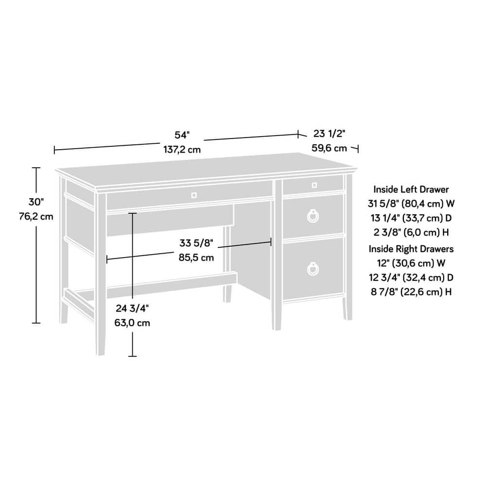 Cascade Oak Single Pedestal Desk with Drawers and Keyboard Tray
