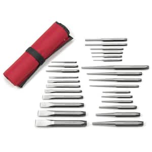 Steel SAE Punch and Chisel Set with Tool Roll (27-Piece)