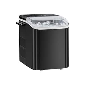 12 in. 26 lb. Cube Sizes Ice Portable Ice Maker in Black
