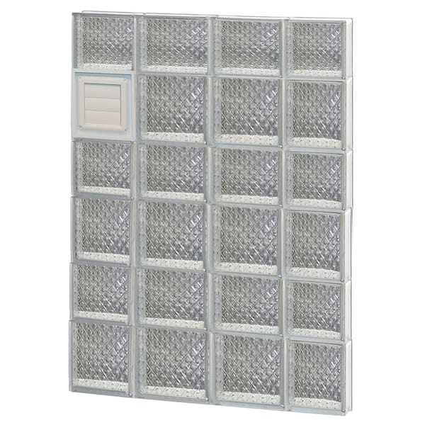 Clearly Secure 27 in. x 40.5 in. x 3.125 in. Frameless Diamond Pattern Glass Block Window with Dryer Vent