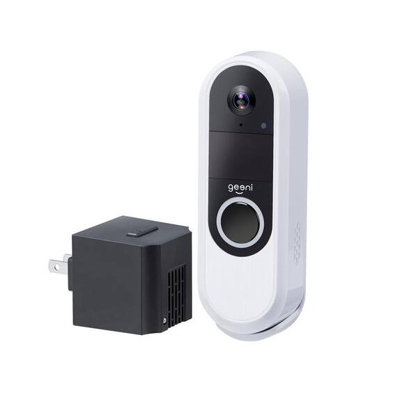 Geeni QUICKPEEK Wireless Wi-Fi Smart Video Doorbell Camera with Wireless Chime, Rechargeable Battery, No Hub Required in White