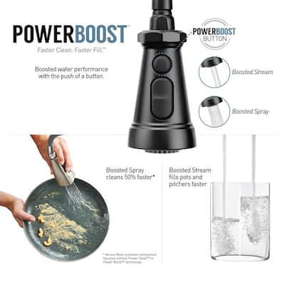 Paterson Single-Handle Pull-Down Sprayer Kitchen Faucet with Reflex and PowerBoost in Matte Black