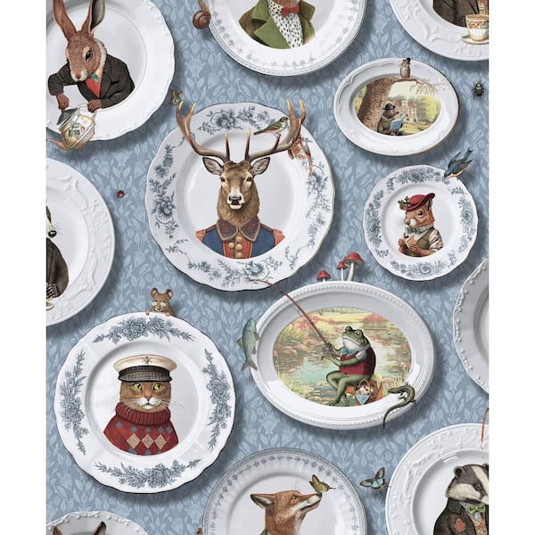 Tales of the Manor Blue Non-Pasted Wallpaper (Covers 56 sq. ft.)