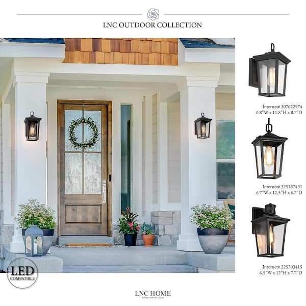 Modern Coastal Matte Black Outdoor Sconce 1-Light Wall Mount Lantern with Clear Glass for Patio Porch Entry