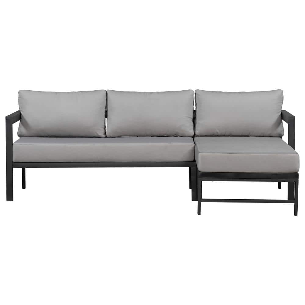 L-Shaped Outdoor Patio Sofa set with Gray Cushions, 3-Seat Sectional for Outdoor price history on PriceWatchPro