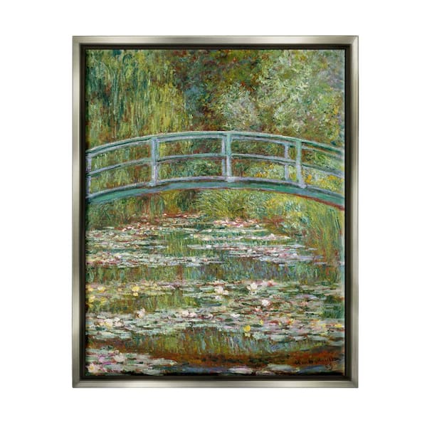 The Stupell Home Decor Collection Bridge Over Lilies Monet Classic Painting by Claude Monet Floater Frame Culture Wall Art Print 21 in. x 17 in.
