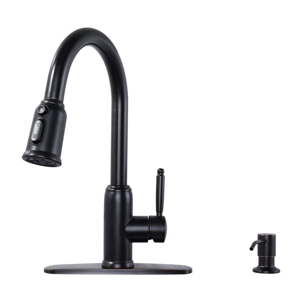 15.4 in. H Single Handle Pull Down Sprayer Kitchen Faucet with 360° Spout Swivel in Oil Rubbed Bronze price history on PriceWatchPro