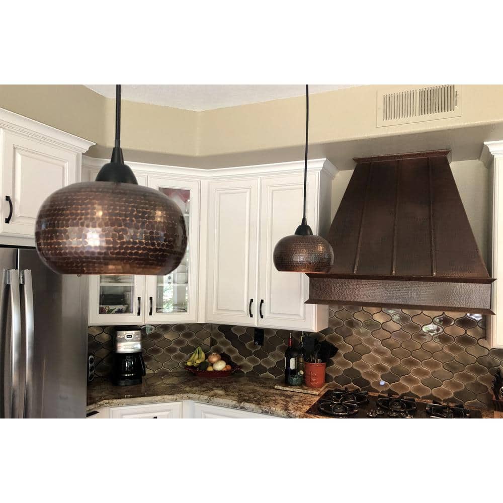 Hammered Copper 7-inch Globe Pendant Light Shade in Oil Rubbed Bronze