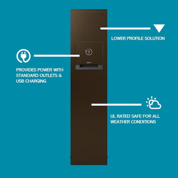 Wiremold Outdoor Weatherproof Charging Station 2-Gang, 1 GFCI Outlet and 1 4-Port USB Outlet, Bronze