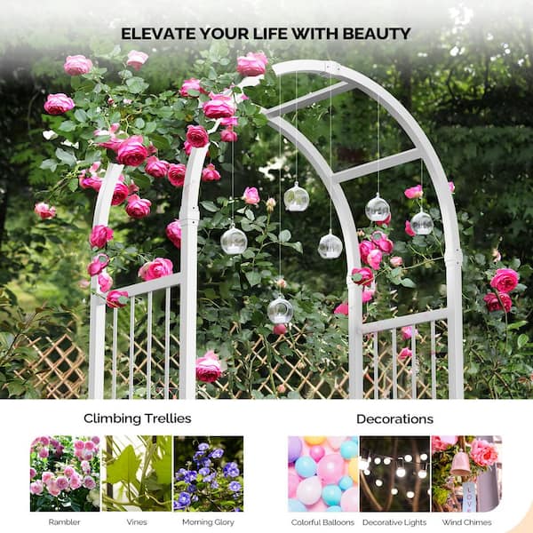 Karl home 39.5 in. x 86 in. White Garden PVC Arbor with