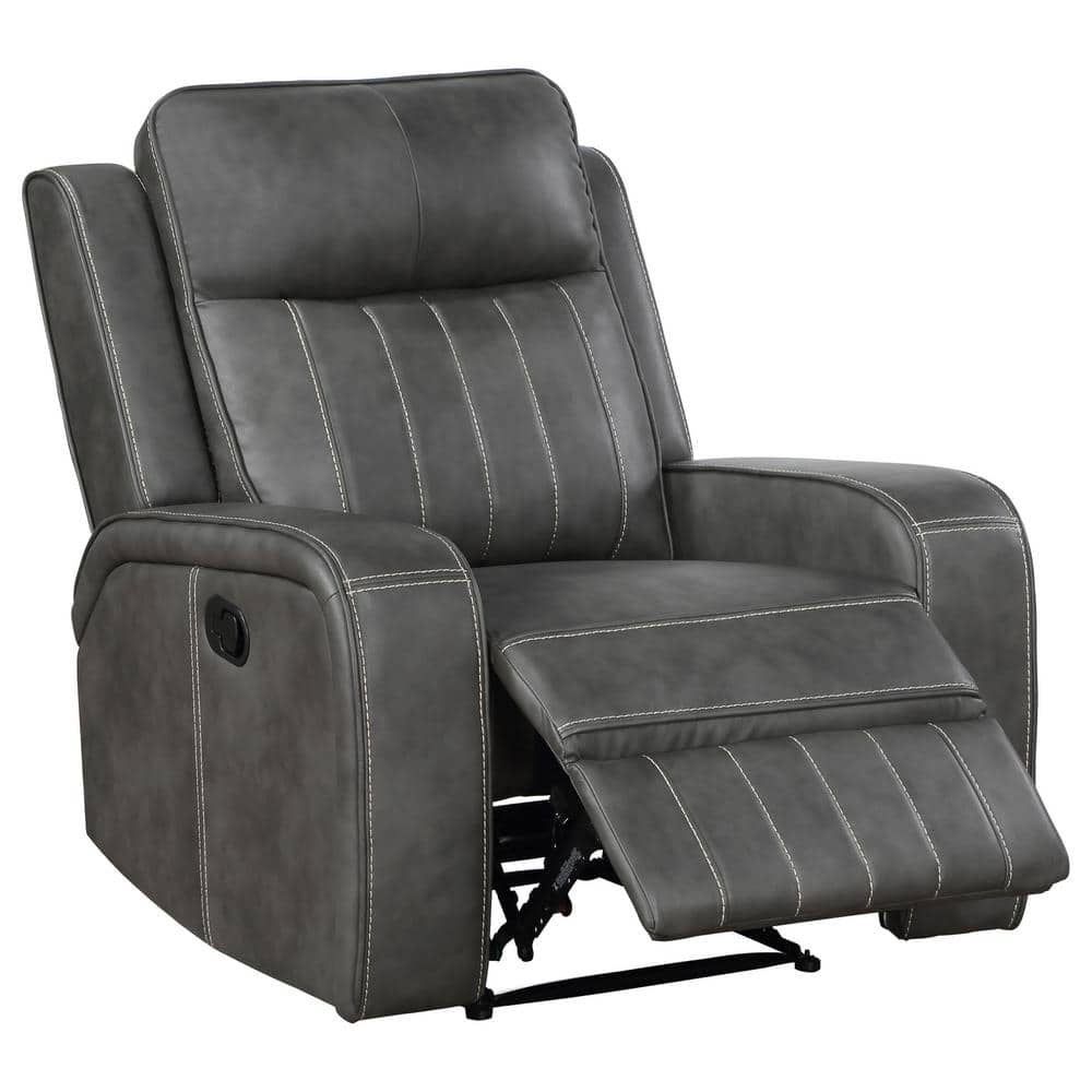 Gray Faux Leather Manual Recliner with Lift