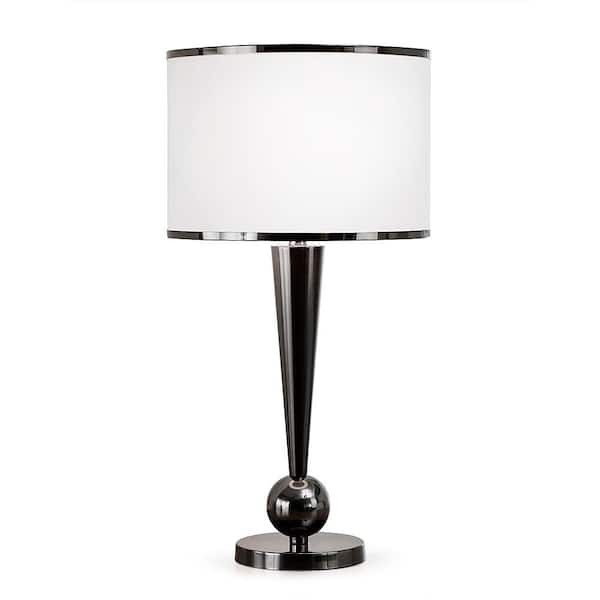 HomeGlam Dione 28.5 in. H Chrome Black Metal Modern Table Lamp