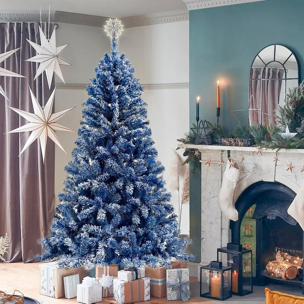 6-Foot Pre-Lit Snow Flocked Fir Christmas Tree with LED Lights
