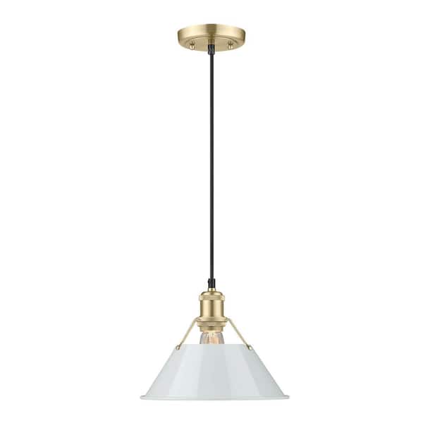 Golden Lighting Orwell 100-Watt 1-Light Brushed Champagne Bronze and Dusky Blue Pendant Light