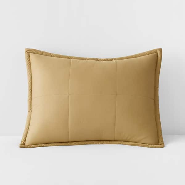 The Company Store Lacrosse Quilted Recycled Fill Butterscotch Cotton Standard Sham