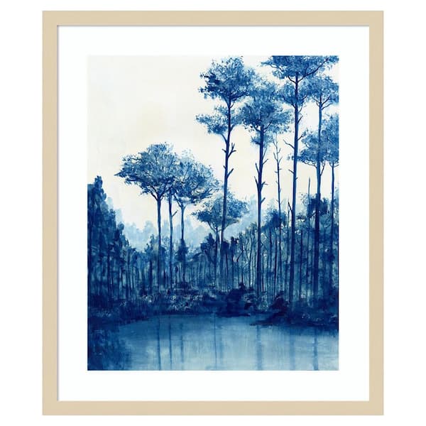 Amanti Art Liberty Blue Landscape I by Michael Willett 21 in. W x 25 in. H. Wood Framed Wall Art Print Framed in Brown