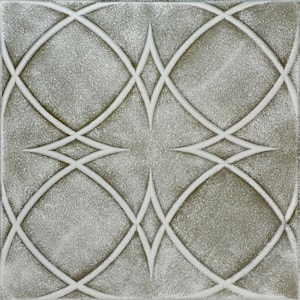 Circles and Stars Moss Gray 1.6 ft. x 1.6 ft. Decorative Foam Glue Up Ceiling Tile (259.2 sq. ft./case)