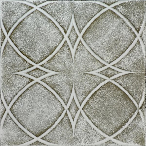 A La Maison Ceilings Circles and Stars Moss Gray 1.6 ft. x 1.6 ft. Decorative Foam Glue Up Ceiling Tile (259.2 sq. ft./case)