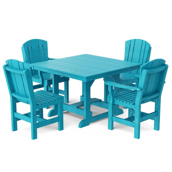 Wildridge Heritage Aruba Blue 5-Piece Plastic Outdoor Patio Dining Set