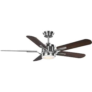 Claret 54 in. Indoor Integrated LED Brushed Nickel Transitional Ceiling Fan with Remote Included for Living Room