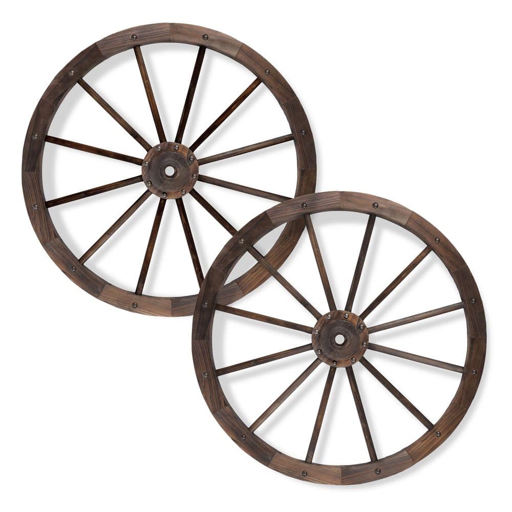 32.25 in. Rustic Wooden Wagon Wheel (Set of 2) Made of 100% Cedar Wood price history on PriceWatchPro