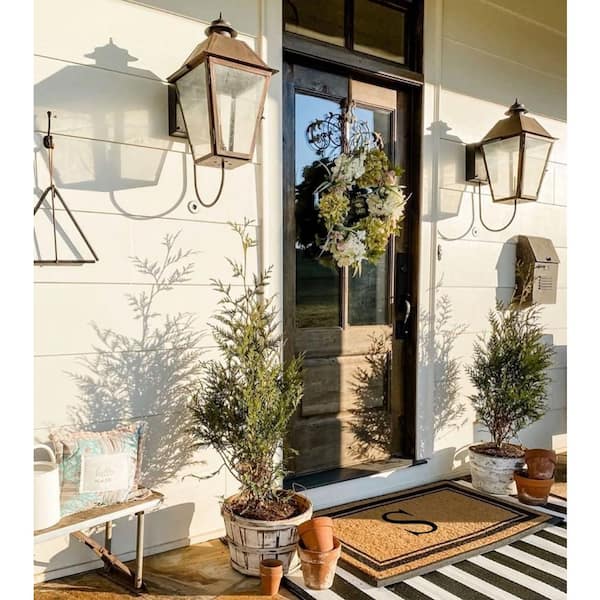 A1HC Flocked Markham 30 in. x 48 in. Coir Double Border Monogrammed S Non-Slip Outdoor Door Mat
