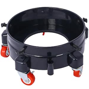 Black 11.2 in. Removable Rolling Bucket Dolly with 5 360° Roll Swivel Casters for 5-Gallon Buckets